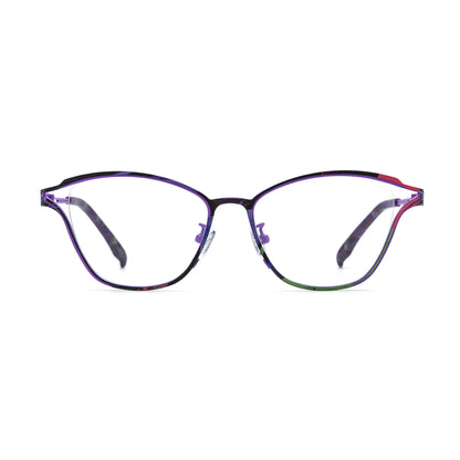 Barledear Violet Noir eyeglasses front view with lightweight pure titanium butterfly cat-eye full-rim frame