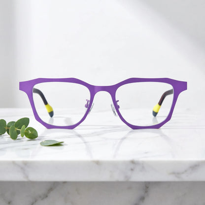 Barledear Violet Shadow eyeglasses shown in a clean lifestyle front view with colorful artistic square frame design