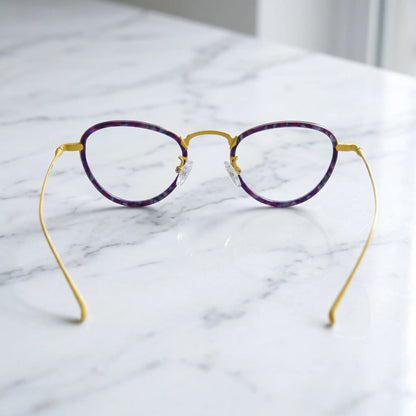 Barledear Violet Sunshine eyeglasses back view showing temple shape full-rim structure and comfortable nose pads