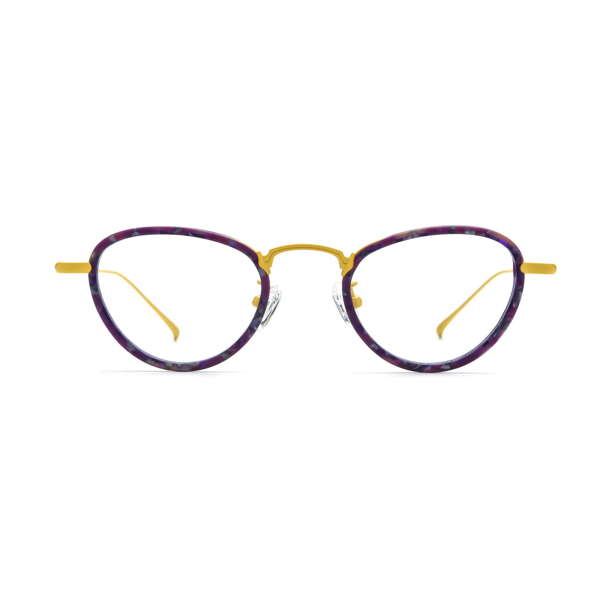 Barledear Violet Sunshine eyeglasses front view with lightweight geometric acetate and titanium full-rim frame