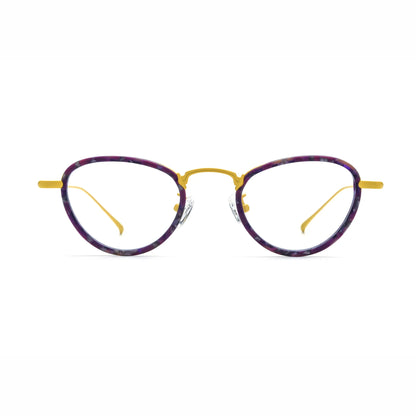 Barledear Violet Sunshine eyeglasses front view with lightweight geometric acetate and titanium full-rim frame