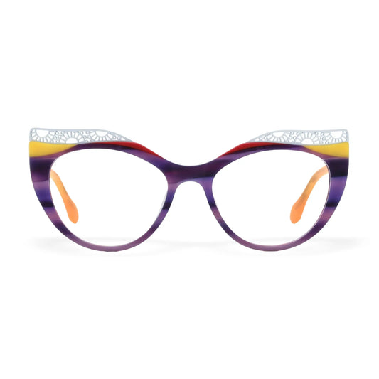 VoyueLens Amethyst Sunrise Cat-Eye Glasses – Front View – SKU VL19365-C1