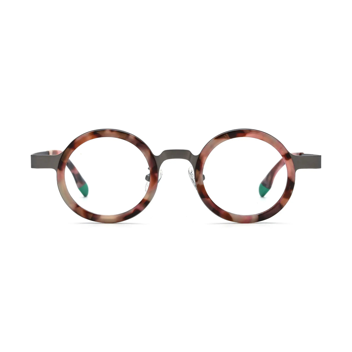 VoyueLens Ash Leopard Round Eyeglasses – Front View – SKU VL185816-C5