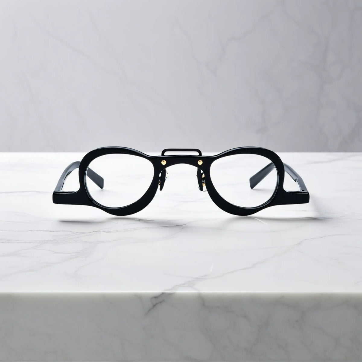 VoyueLens solid Black geometric eyeglasses front view