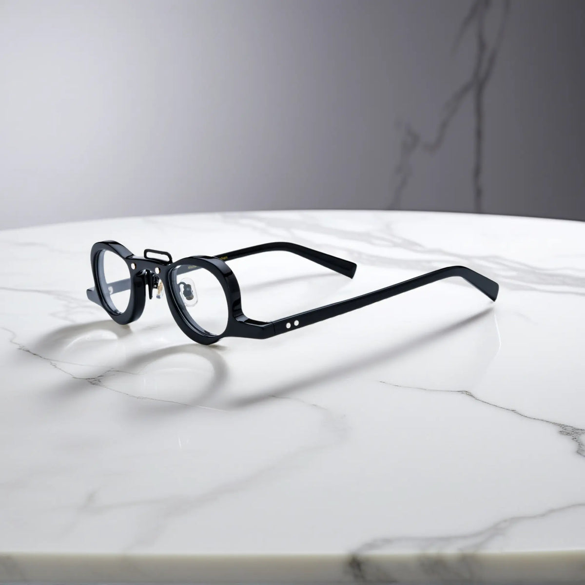Side view of VoyueLens solid Black lightweight geometric eyeglass frames