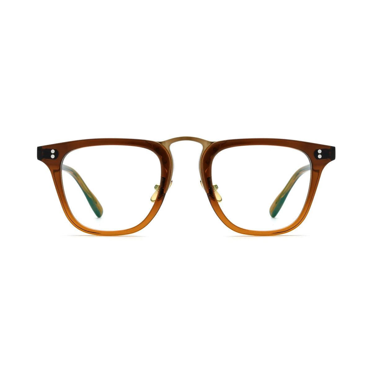 VoyueLens Brown Artisan Acetate Square Eyewear – Front View – SKU VL19214-BRN