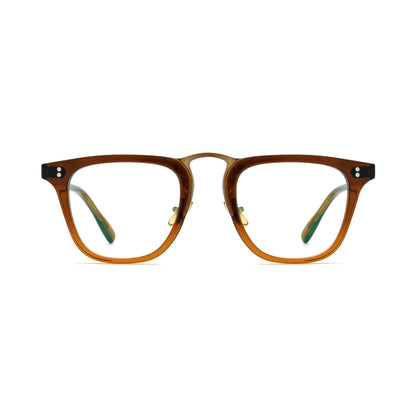 VoyueLens Brown Artisan Acetate Square Eyewear – Front View – SKU VL19214-BRN
