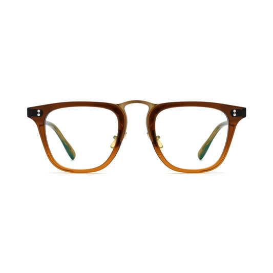 VoyueLens Brown Artisan Acetate Square Eyewear – Front View – SKU VL19214-BRN