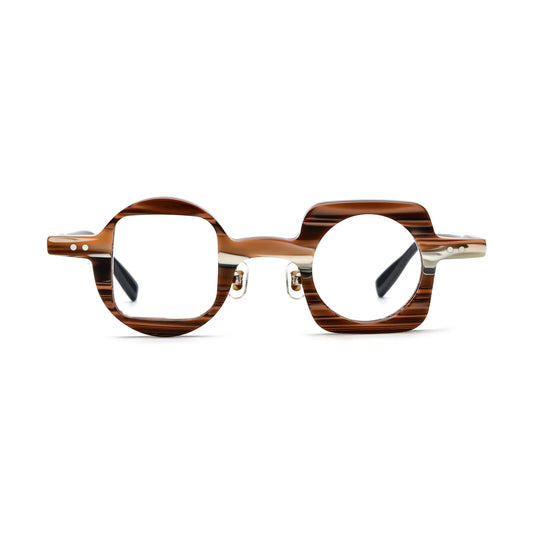 VoyueLens Brown Stripe Art-Inspired Eyeglasses – Front View – SKU VL-19189-C1