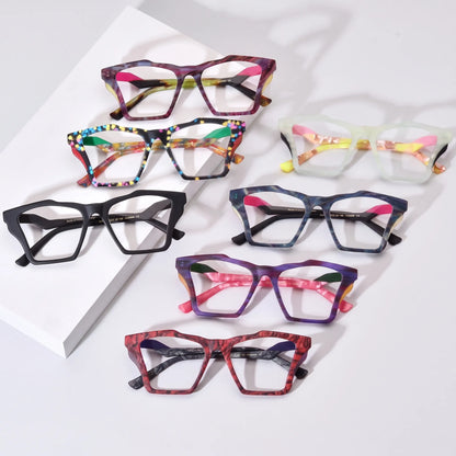 Full series lineup of VoyueLens matte acetate butterfly eyeglass frames in all 7 color variants.