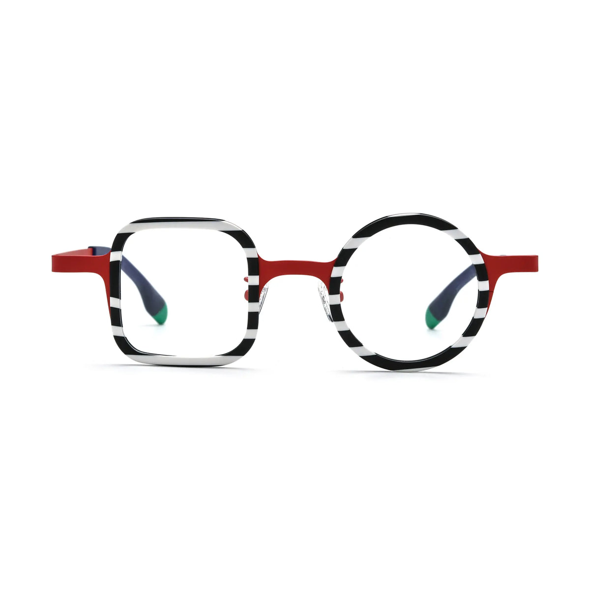 VoyueLens Candy Stripe Red Dual-Shaped Eyeglasses – Front View – SKU VL185886-C1