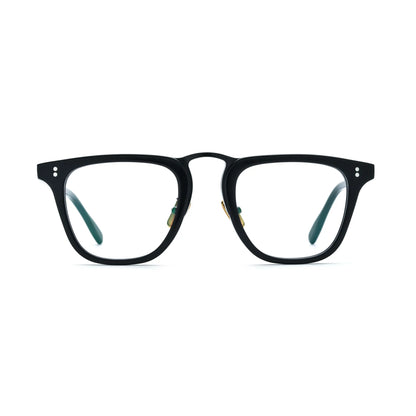VoyueLens Charcoal Black Artisan Acetate Square Eyewear – Front View – SKU VL19214-BLK