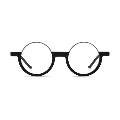 VoyueLens Charcoal Silver Round Glasses – Front View – SKU VL19366-C2