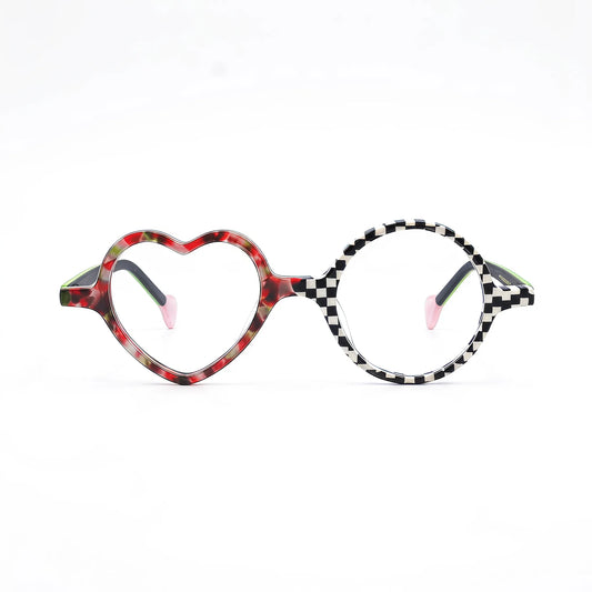 VoyueLens Checker Red Pop Eyeglasses – Front View – SKU VL19377-C1
