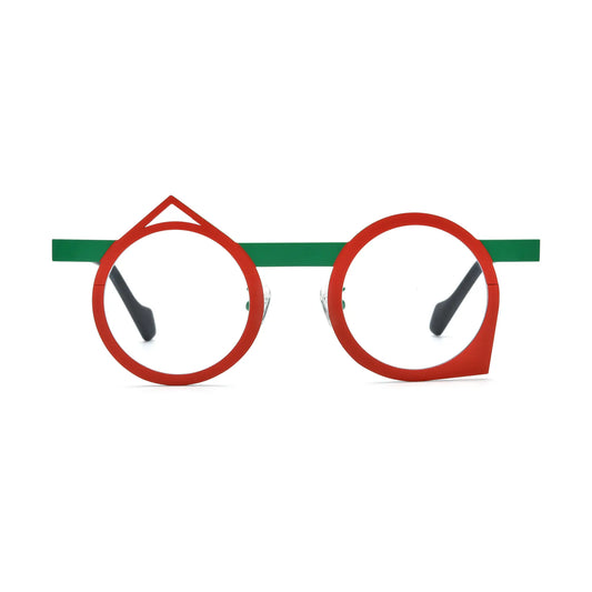 VoyueLens Chili Emerald Geometric Eyeglasses – Front View – SKU VL185801-C1