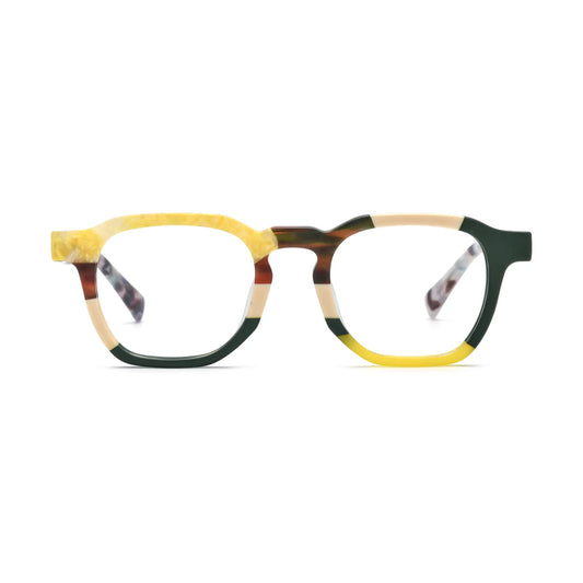 VoyueLens Citrus Fade Square Glasses – Front View – SKU VL19358-CITRUS