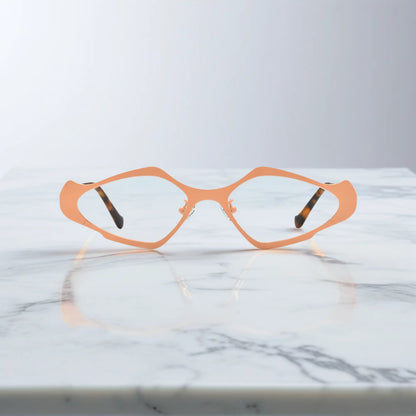 VoyueLens VL185811 eyeglasses in Coral Jade – front view of polygon titanium frame
