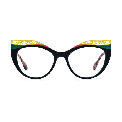 VoyueLens Crimson Nebula Cat-Eye Glasses – Front View – SKU VL19365-C6