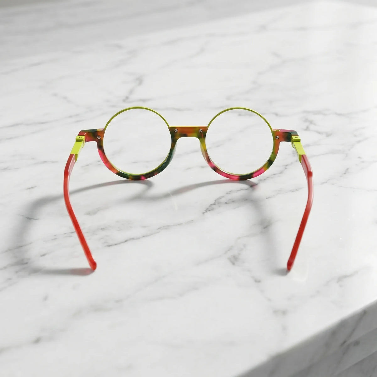 Back view revealing nebula-inspired color mix with matte finish and ergonomic shape.
