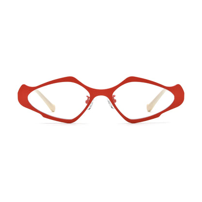 VoyueLens Crimson Noir Polygon Eyeglasses – Front View – SKU VL185811-C3