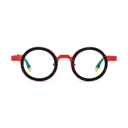 VoyueLens Crimson Tortoise Round Eyeglasses – Front View – SKU VL185816-C4