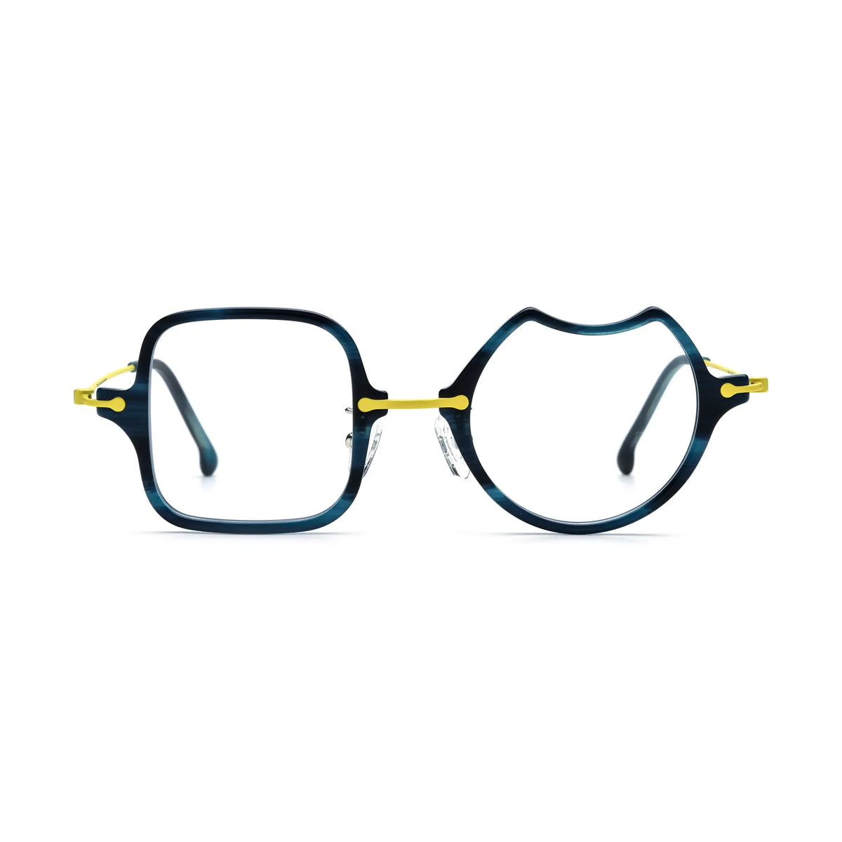 VoyueLens Electric Olive Abstract Eyeglasses – Front View – SKU VL185842-C5