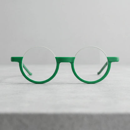 Front view of Emerald Ice VoyueLens eyeglasses featuring frosted green-white tones in elegant round styling.