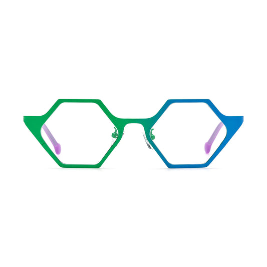 VoyueLens Emerald Wave Geometric Eyeglasses – Front View – SKU VL185881-C1