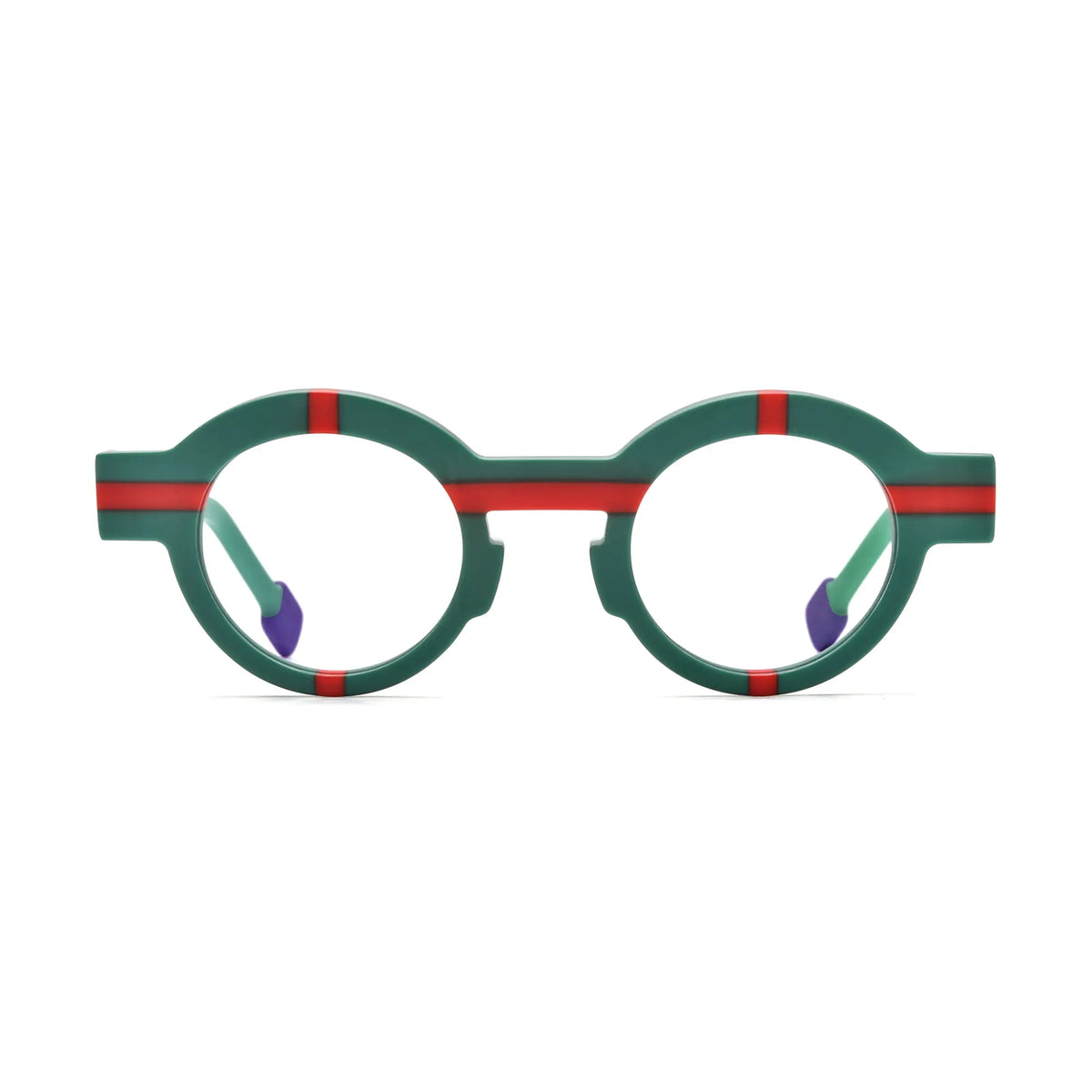 VoyueLens Forest Green Round Glasses – Front View – SKU VL19282-GREEN