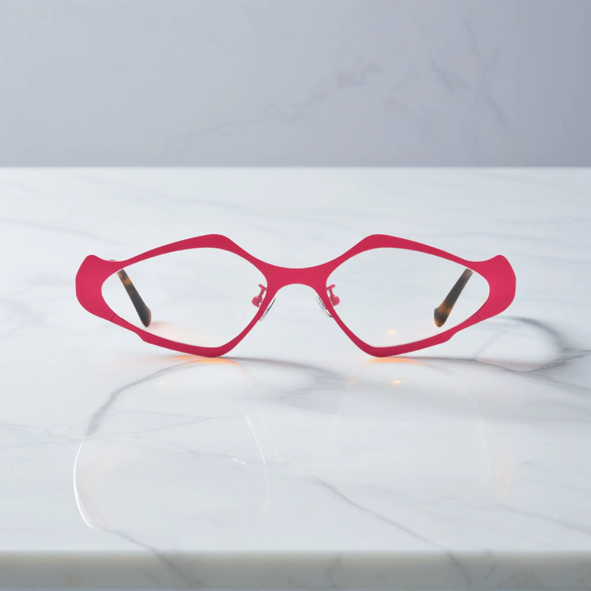 VoyueLens VL185811 eyeglasses in Fuchsia Indigo – front view of polygon titanium frame