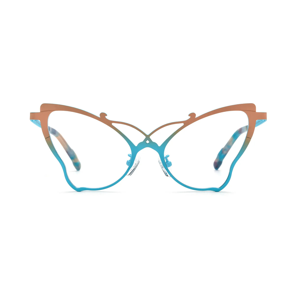 VoyueLens Jade Blue Artistic Butterfly Titanium Eyeglasses – Front View – SKU VL185862‑C1