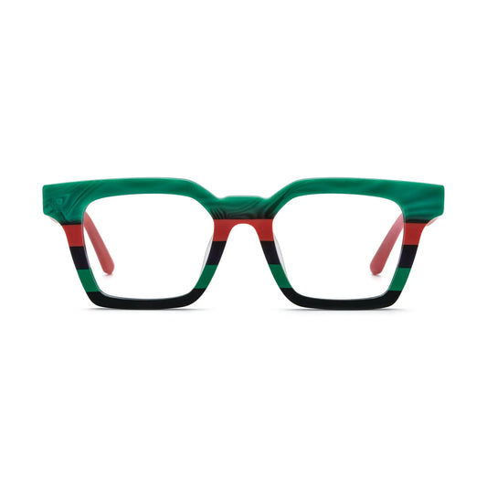 VoyueLens Jungle Stripe Square Glasses – Front View – SKU VL19371-C1