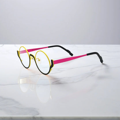 Side view of Lemon Graphite eyeglasses by VoyueLens – sleek frame with dark and bright contrast