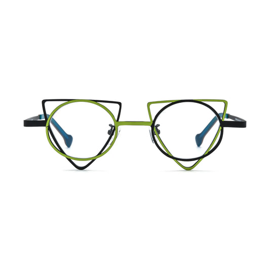 VoyueLens Lime Black Geometric Glasses – Front View – SKU VL185859-C1