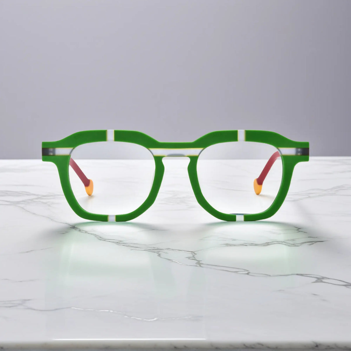 Front view of VoyueLens VL19363 Lime Blaze square full-rim green acetate frame
