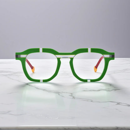 Front view of VoyueLens VL19363 Lime Blaze square full-rim green acetate frame