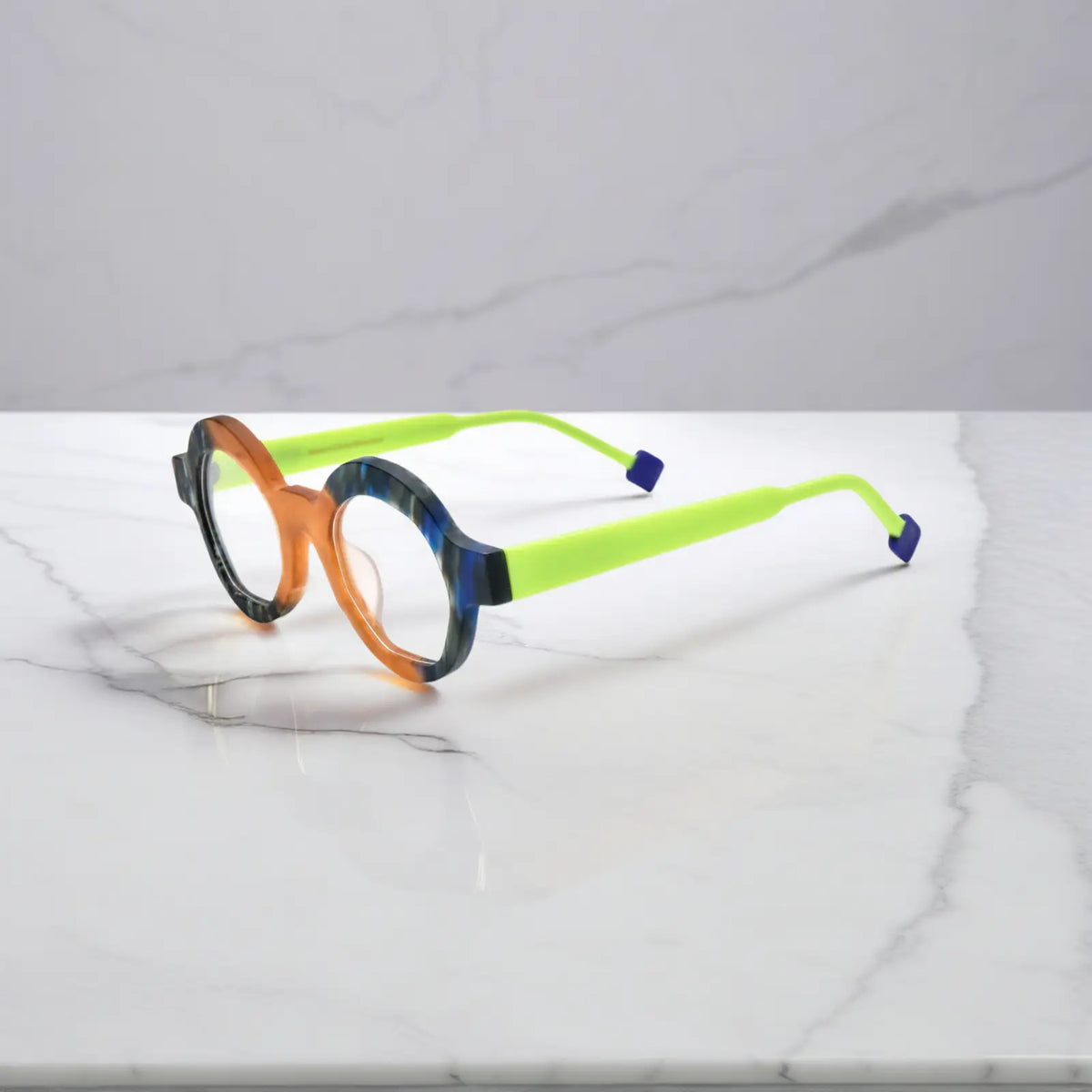 Side profile showcasing VoyueLens Lime Tortoiseshell glasses with acetate temples and ergonomic matte surface