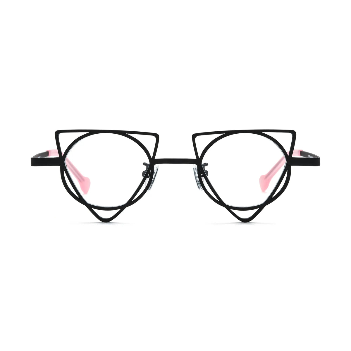 VoyueLens Matte Black Geometric Glasses – Front View – SKU VL185859-C3