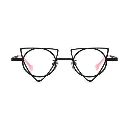VoyueLens Matte Black Geometric Glasses – Front View – SKU VL185859-C3