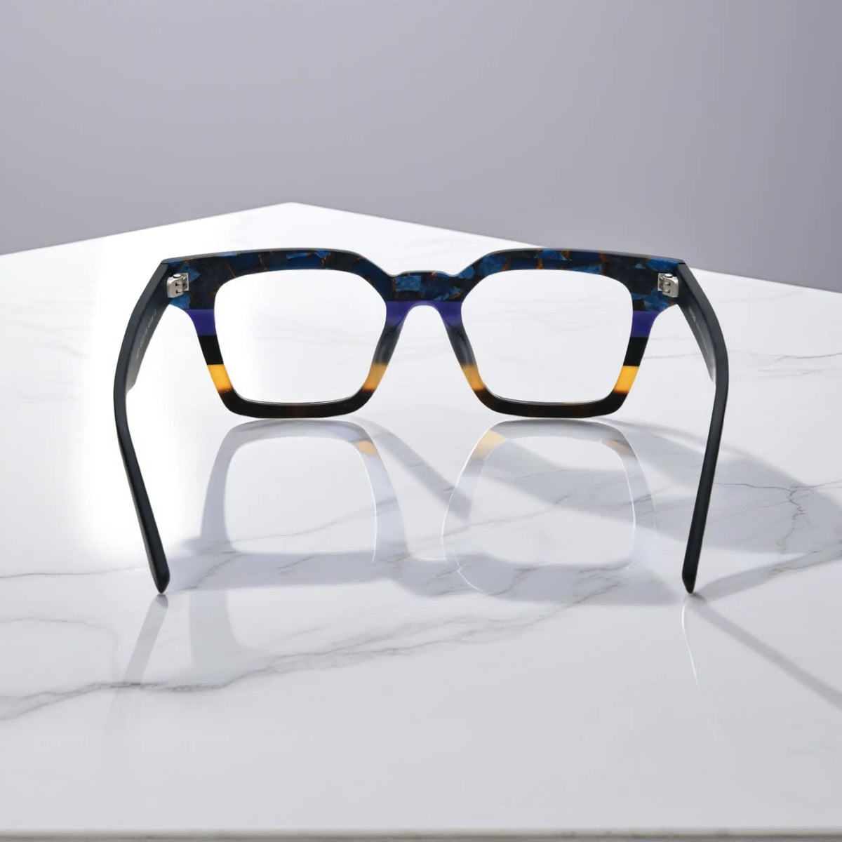 Back view of Midnight Fade eyeglasses in Midnight Fade – blue-black matte color blend