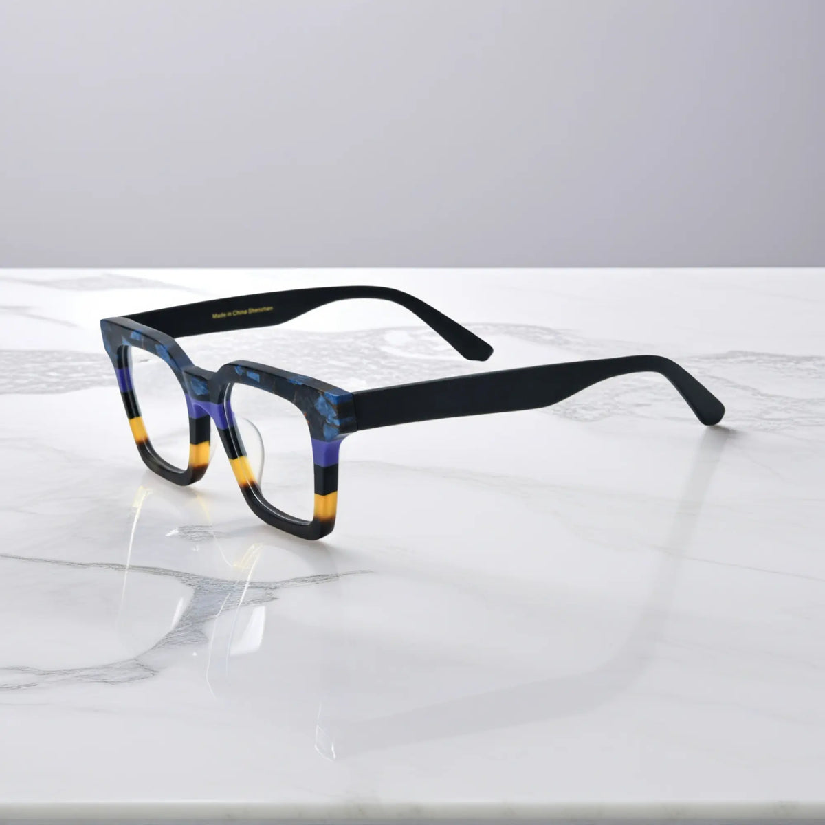 Side view of Midnight Fade eyeglasses in Midnight Fade – blue-black matte color blend