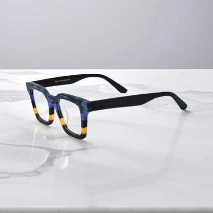 Side view of Midnight Fade eyeglasses in Midnight Fade – blue-black matte color blend