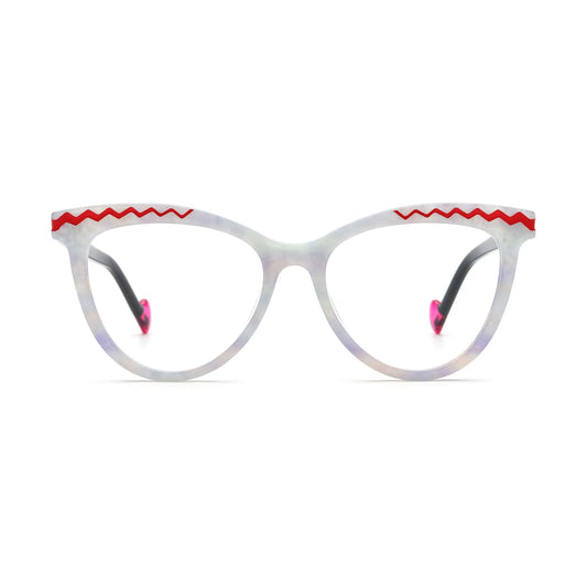 VoyueLens Pearl White Eyeglasses – Front View – SKU VL19362-C1