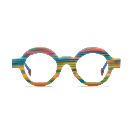 VoyueLens Rainbow Stripe Polygon Eyeglasses – Front View – SKU VL19355-C1