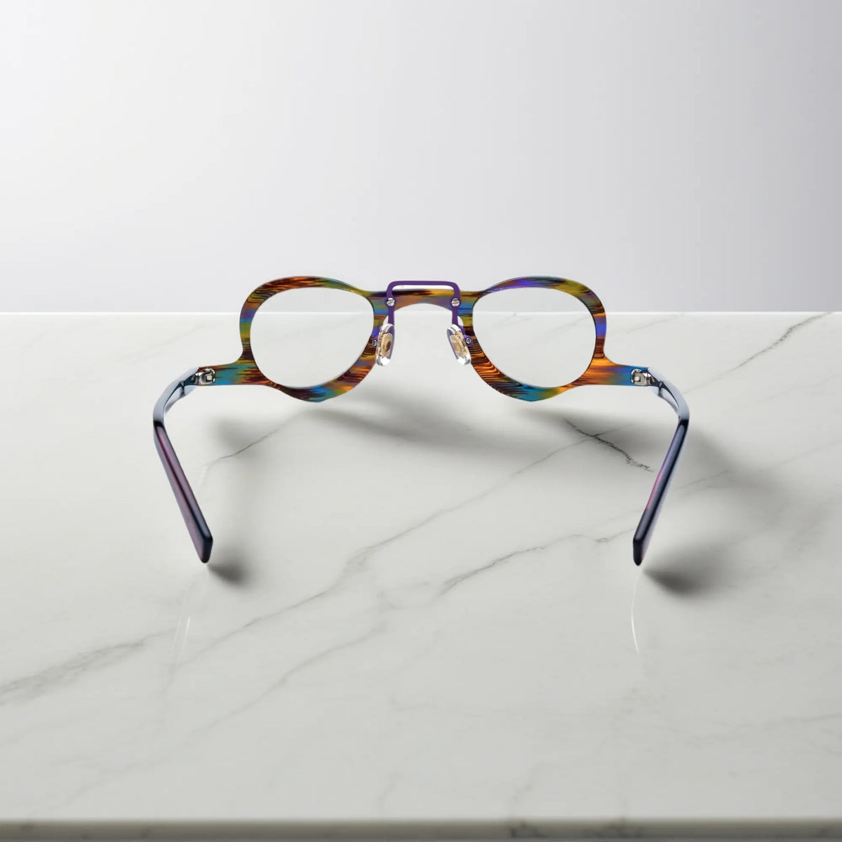 VoyueLens Rainbow Tortoise colorful geometric eyeglasses  back view