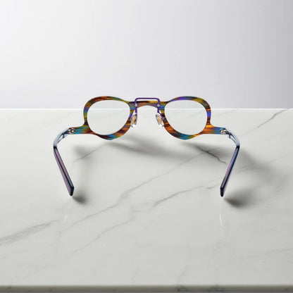 VoyueLens Rainbow Tortoise colorful geometric eyeglasses  back view