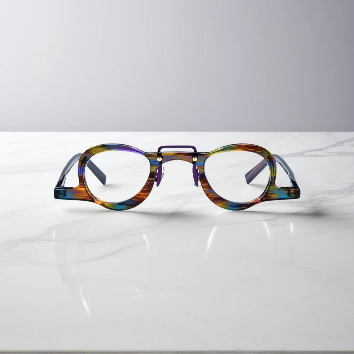 VoyueLens Rainbow Tortoise colorful geometric eyeglasses front view
