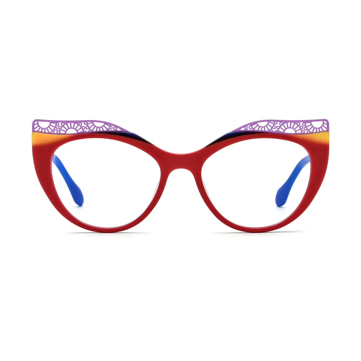 VoyueLens Scarlet Horizon Cat-Eye Glasses – Front View – SKU VL19365-C2
