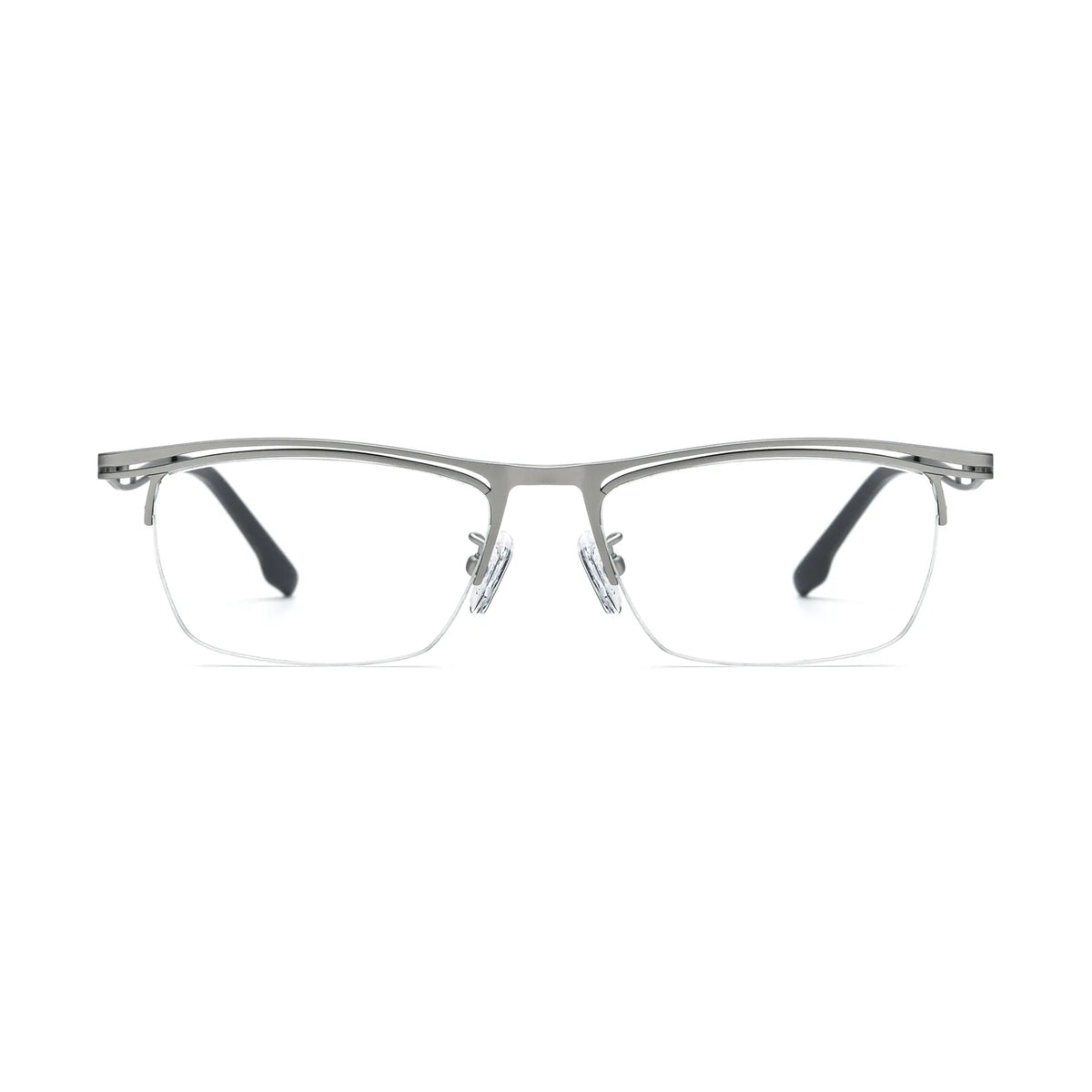 VoyueLens Silver Alloy Semi-Rim Eyeglasses – Front View – SKU VL185890-C4