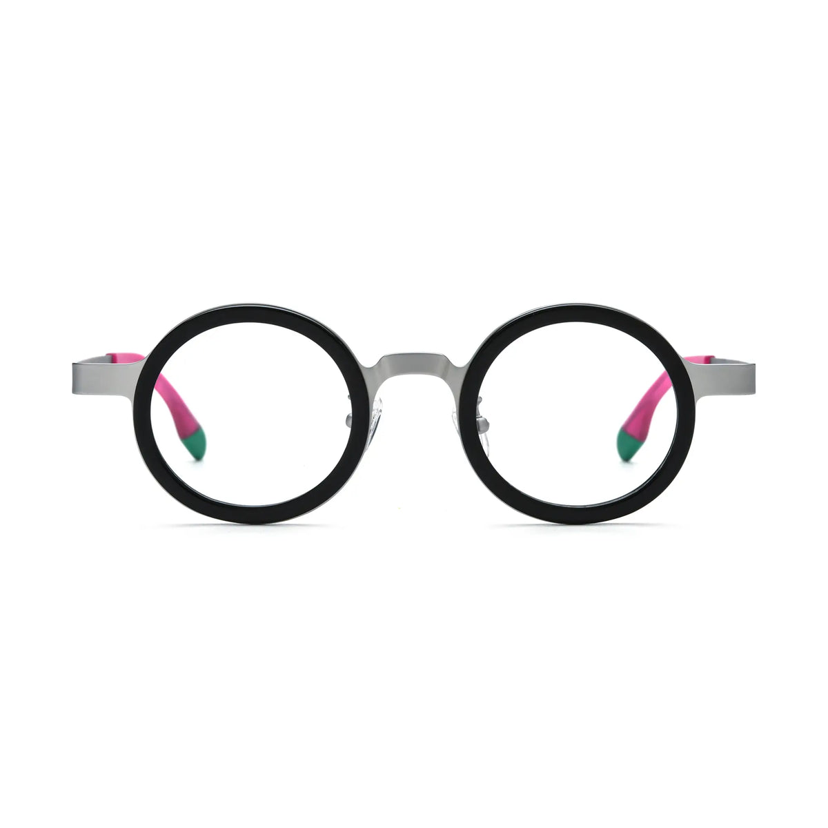 VoyueLens Silver Crystal Round Eyeglasses – Front View – SKU VL185816-C2
